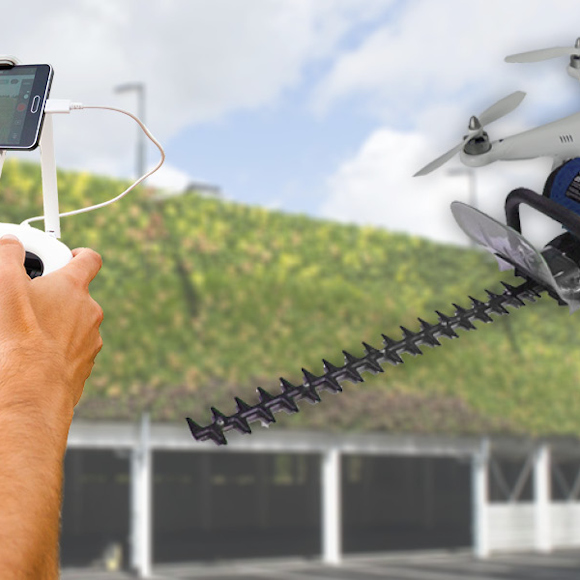 Drones used in Living Wall Maintenance