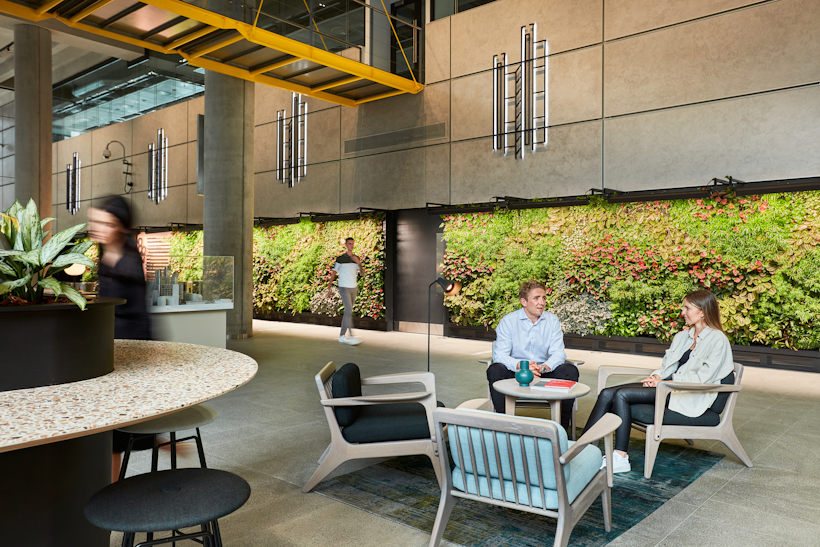 office living wall in waiting area
