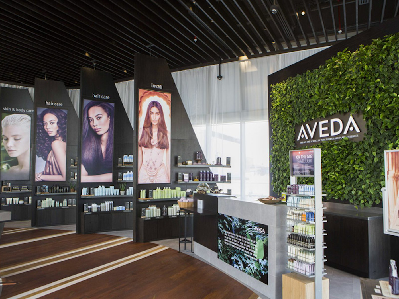 Reception Of Aveda Flagship Hair Salon In Dubai With Living Wall