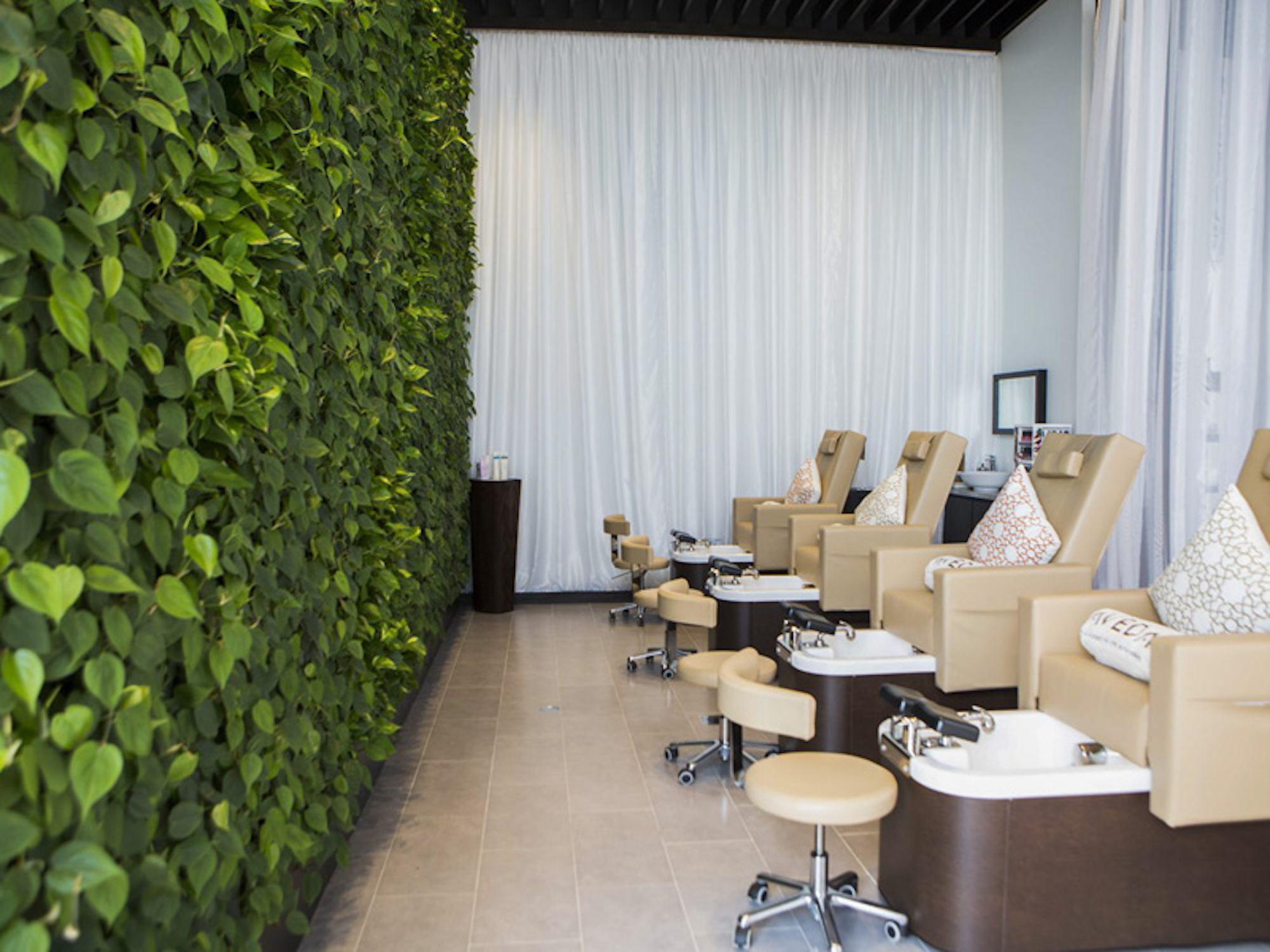 Side View of Living Wall In Aveda Hair Salon In Dubai