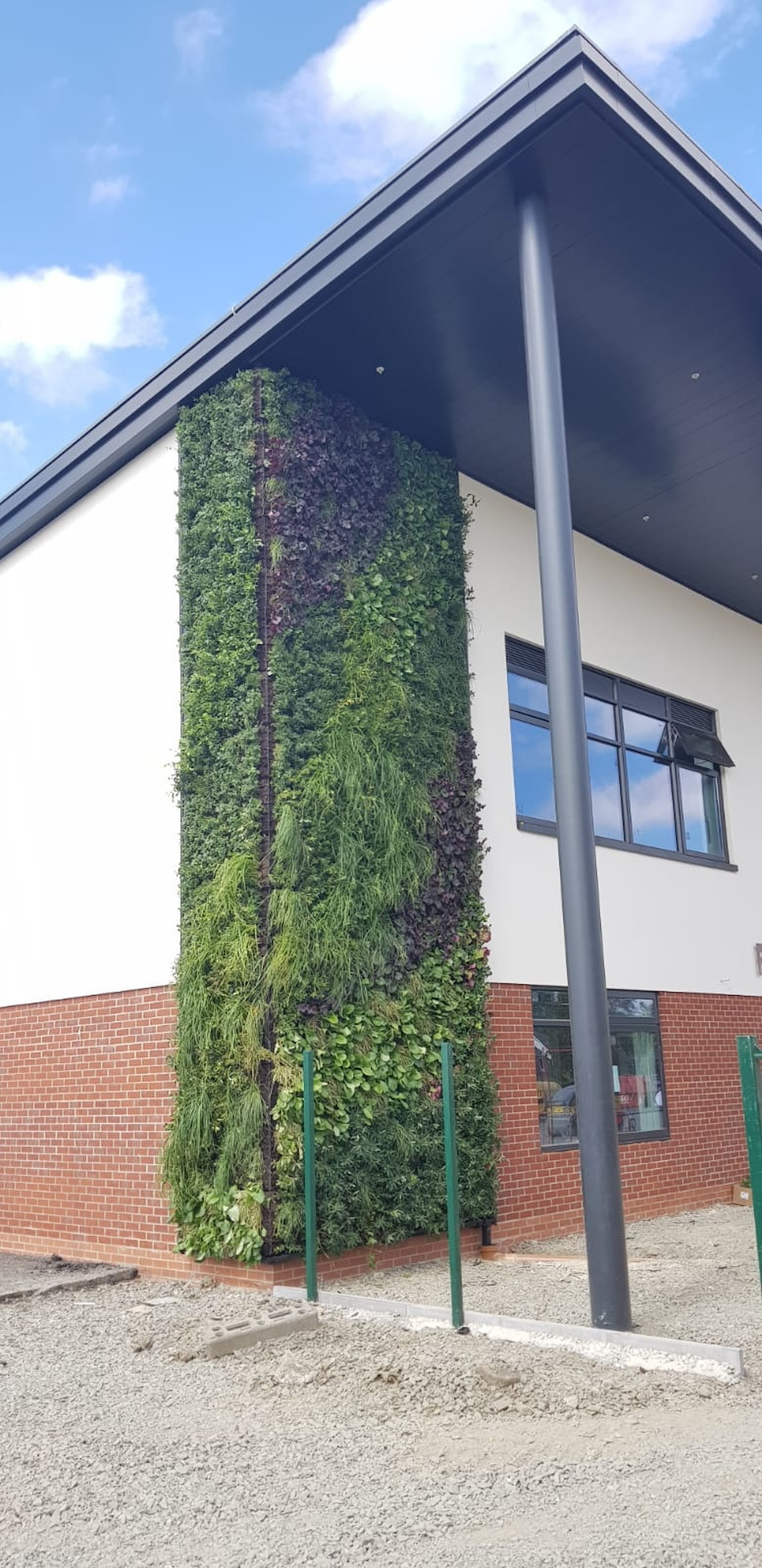 living wall at a primary school with strawberries