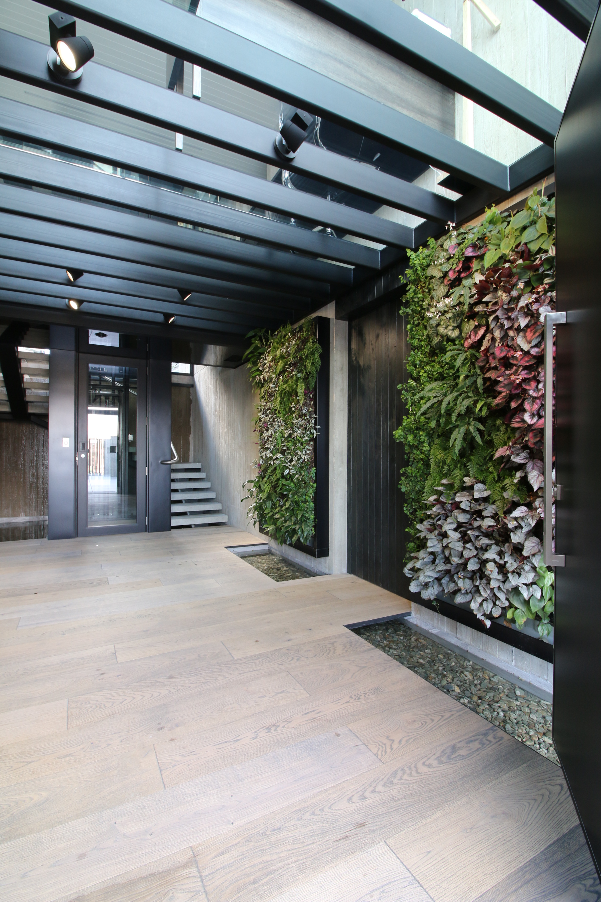 Main Reception Area In Luxury House In New Zealand With Two of The Four Living Walls