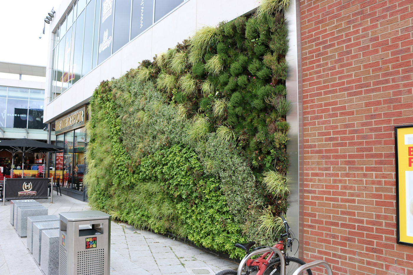 living wall at an outdoor shopping centre