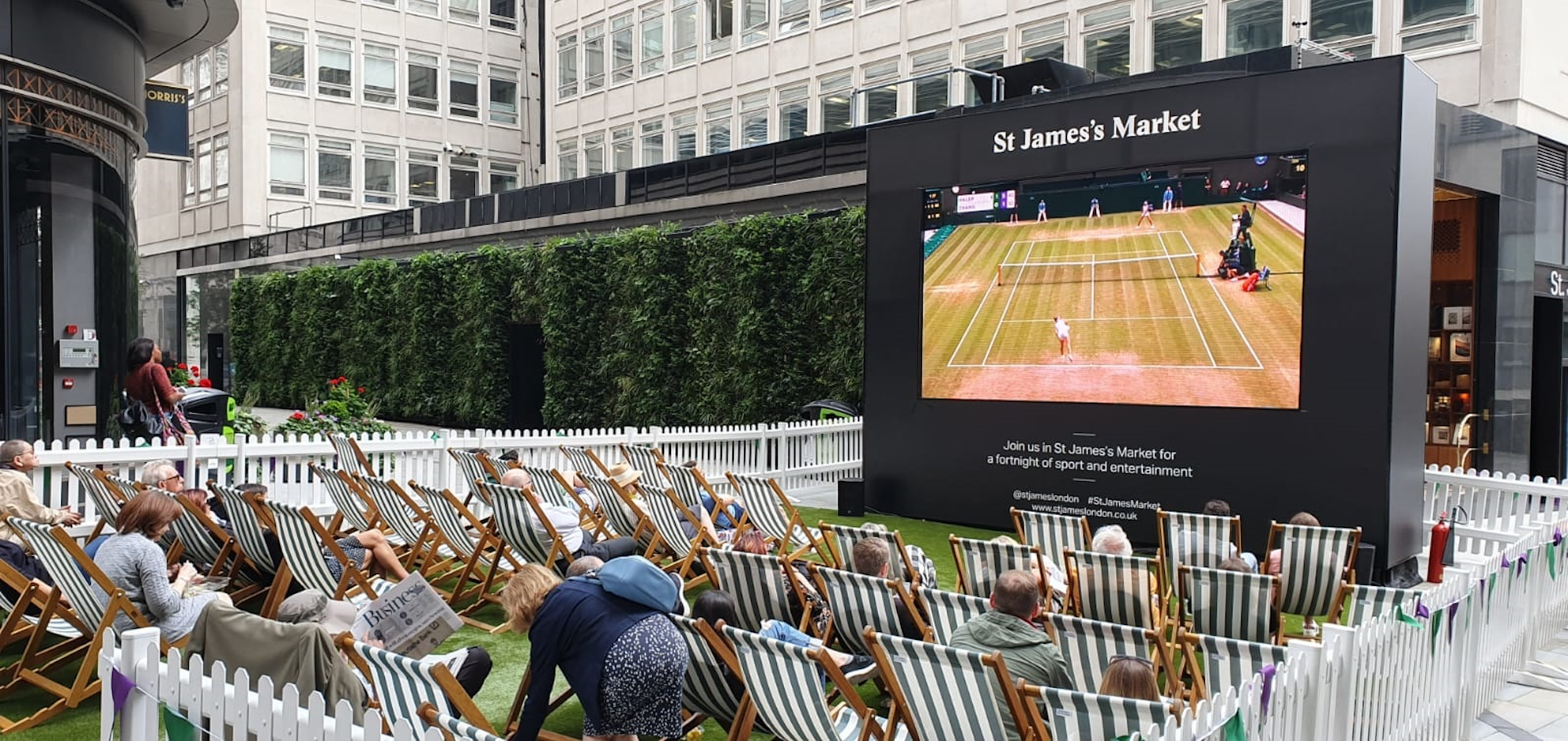 Living Wall As A Backdrop To Wimbledon Tennis Tournament at St James's Market London