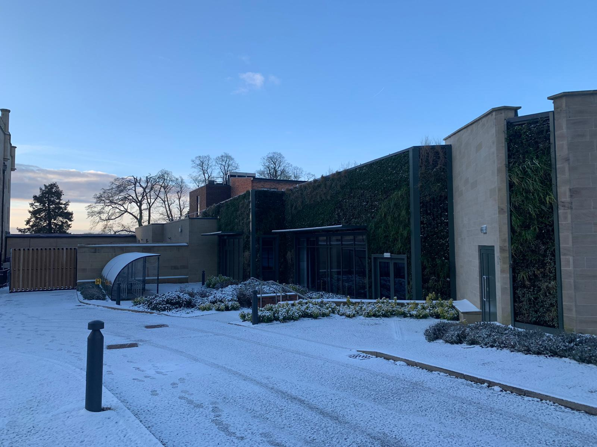 Living Walls At Studley Castle Hotel In The Snow.