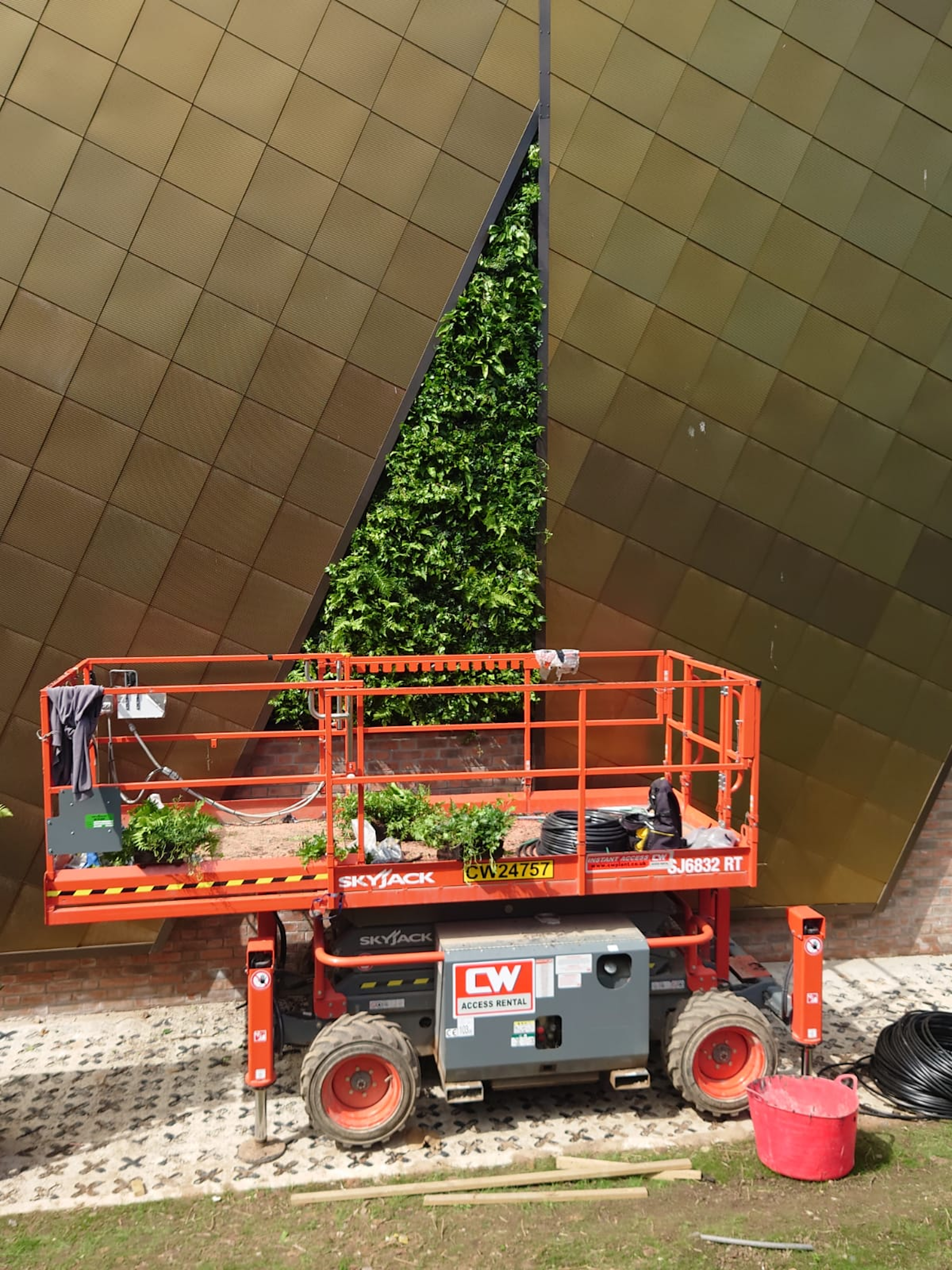 living wall being installed