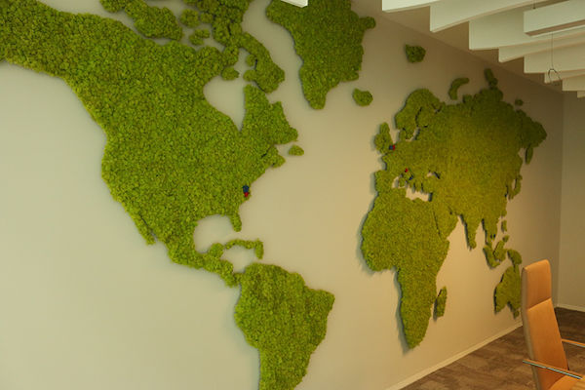 World Map Moss Art